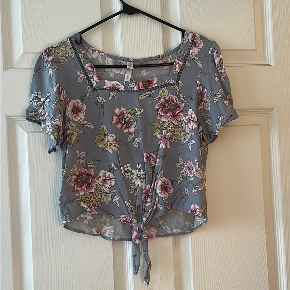 Floral Tie-Front Blouse